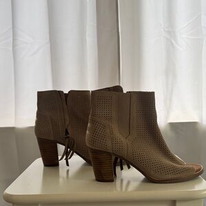 Toms Taupe Perforated Ankle Booties